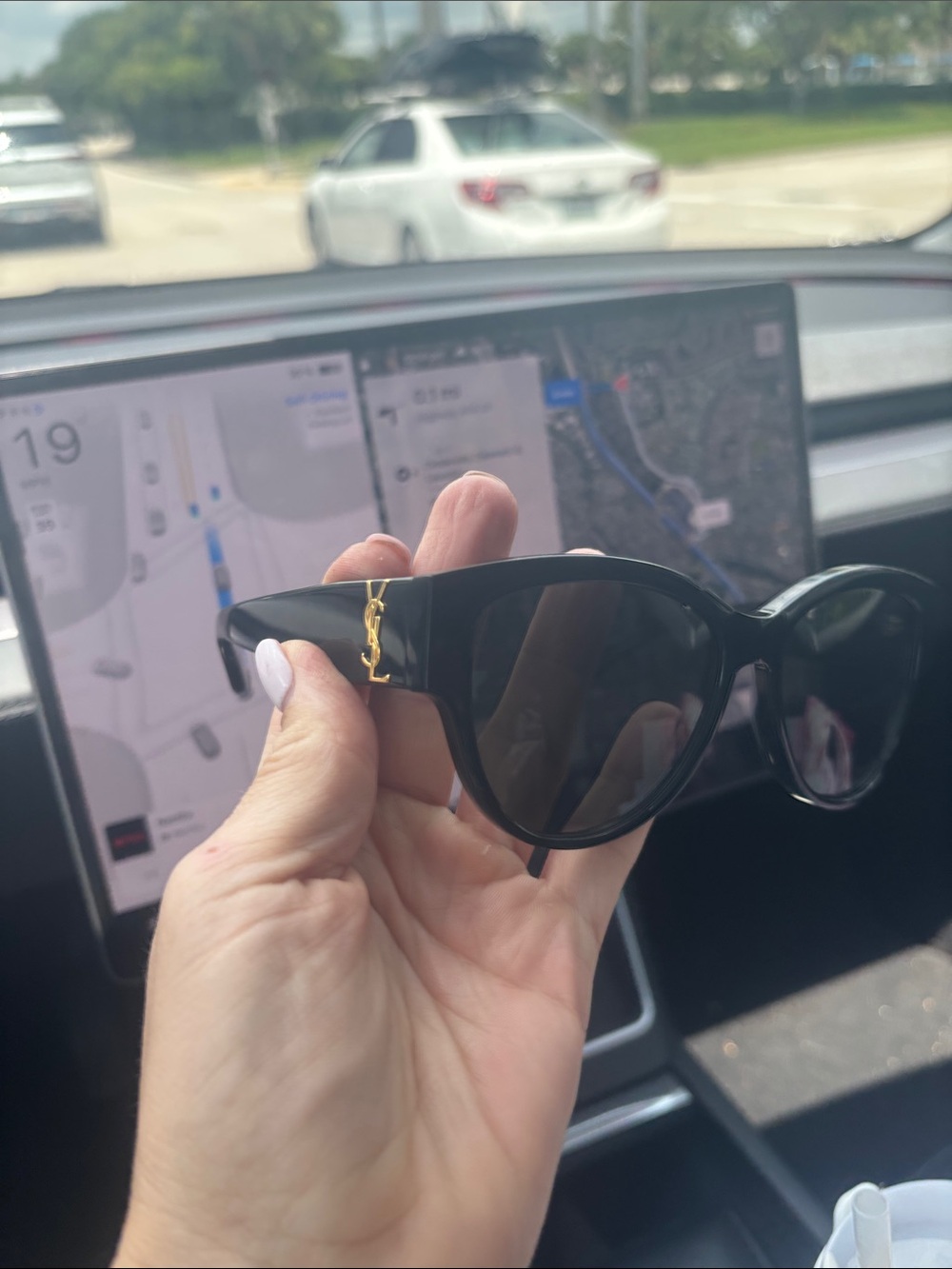 Yves Saint Laurent Black Sunglasses with Gold YSL Accent